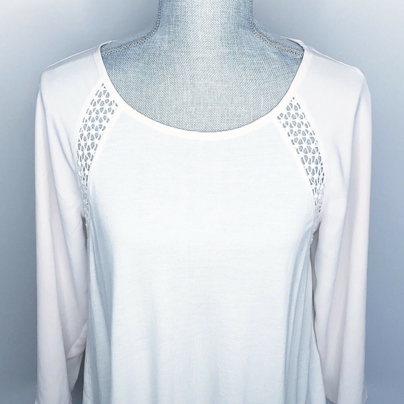 Ann Taylor LOFT Blouse Ombre Sleeves Eyelet (F70) - Picture 2 of 6